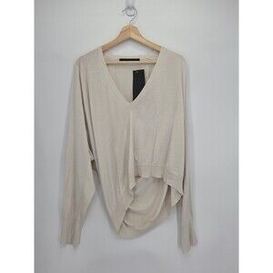New Haider Ackermann Vilmorin Ivory Knit 100% Silk Draped Sweater Top Size Small